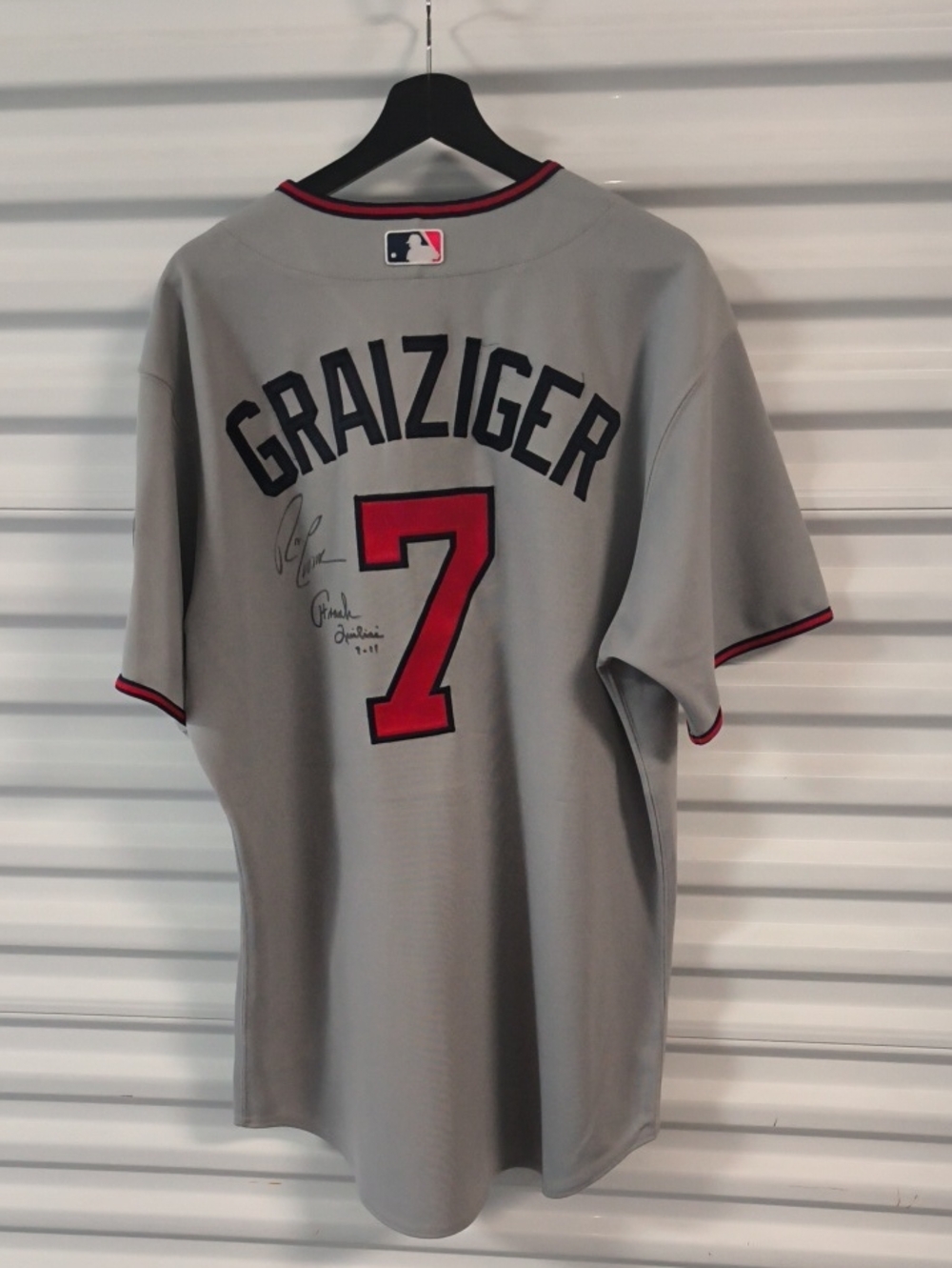 Majestic MLB Minnesota Twins Bob Graiziger #7 Sewn Baseball Jersey 48 Autographe